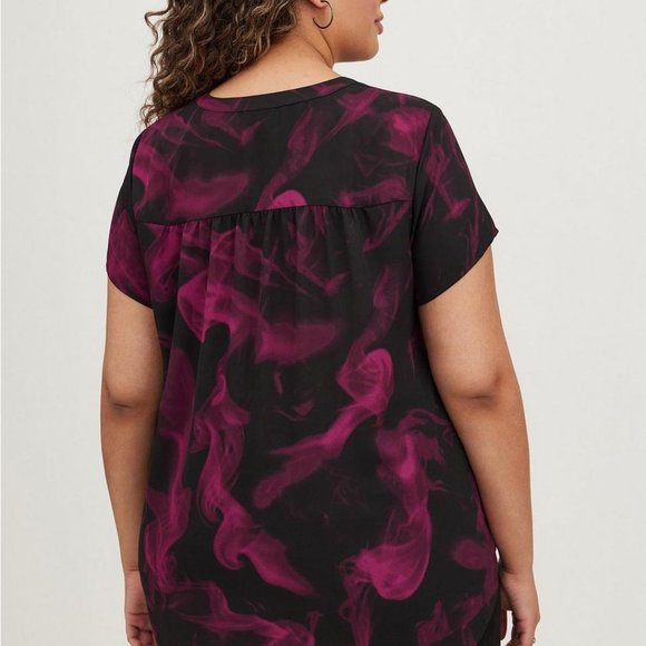 097 Georgette Hi-Low Short Sleeve Blouse - Picture 6 of 7